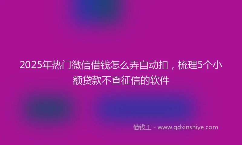 2025年热门微信借钱怎么弄自动扣，梳理5个小额贷款不查征信的软件