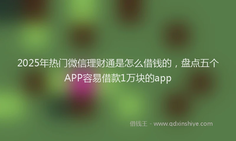 2025年热门微信理财通是怎么借钱的，盘点五个APP容易借款1万块的app