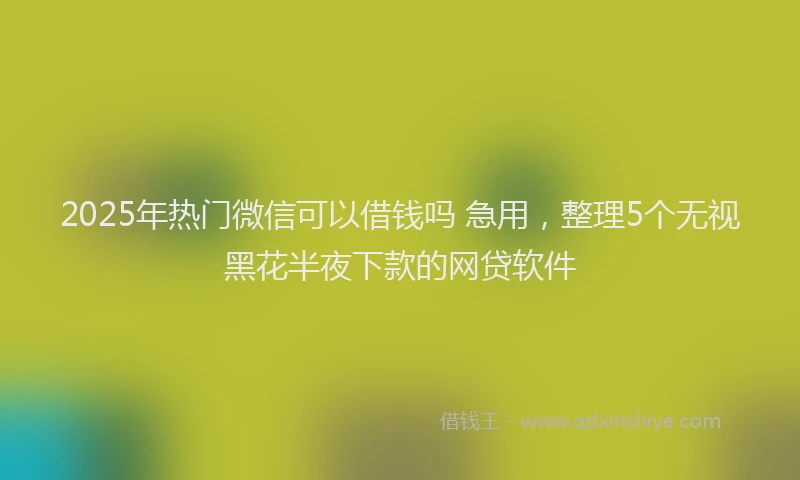 2025年热门微信可以借钱吗 急用，整理5个无视黑花半夜下款的网贷软件