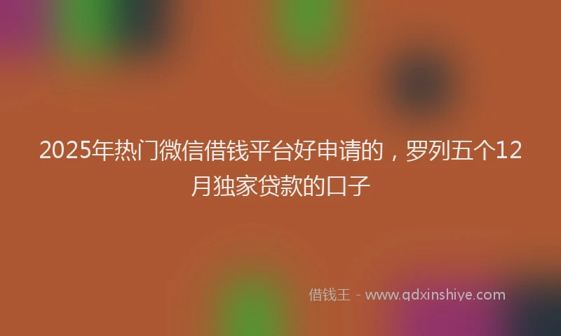 2025年热门微信借钱平台好申请的，罗列五个12月独家贷款的口子
