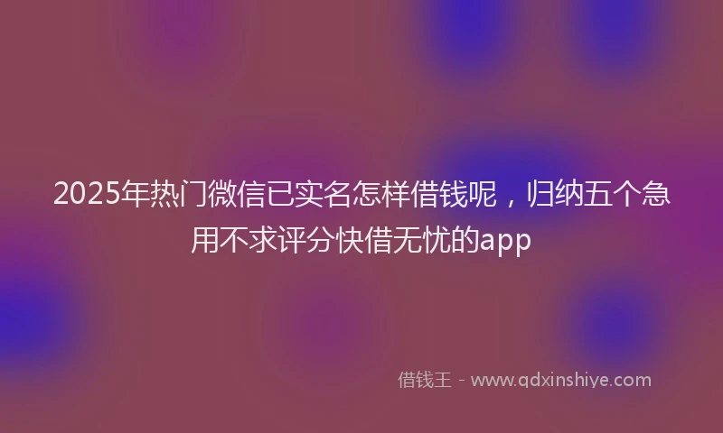 2025年热门微信已实名怎样借钱呢，归纳五个急用不求评分快借无忧的app
