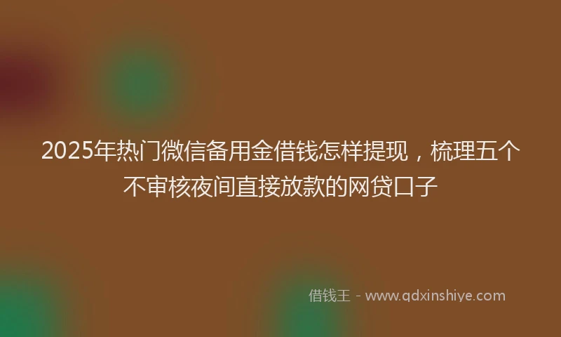 2025年热门微信备用金借钱怎样提现，梳理五个不审核夜间直接放款的网贷口子