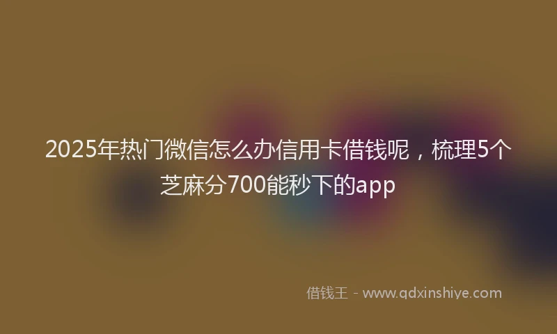 2025年热门微信怎么办信用卡借钱呢，梳理5个芝麻分700能秒下的app