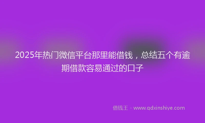2025年热门微信平台那里能借钱，总结五个有逾期借款容易通过的口子