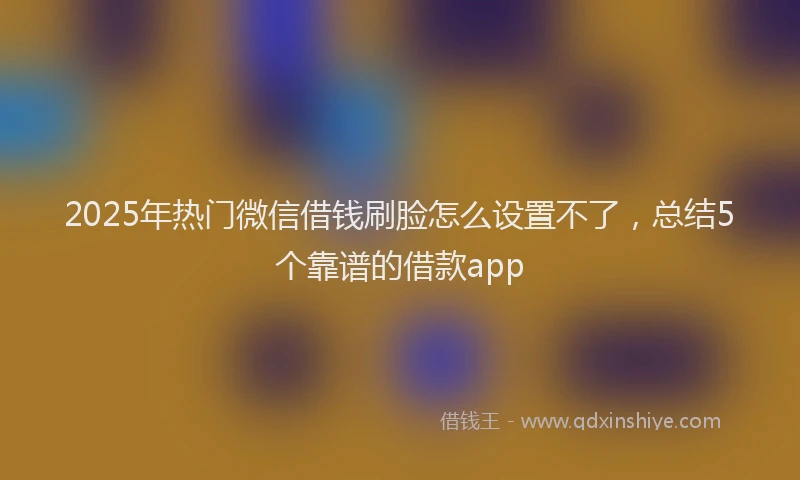 2025年热门微信借钱刷脸怎么设置不了，总结5个靠谱的借款app