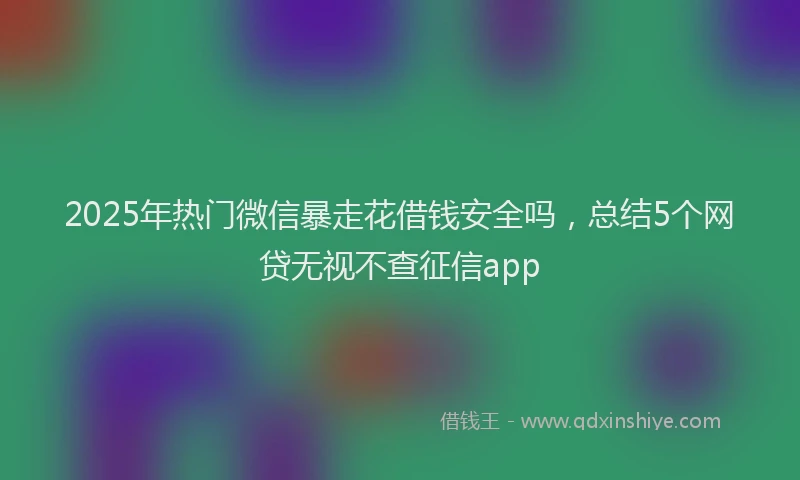 2025年热门微信暴走花借钱安全吗，总结5个网贷无视不查征信app