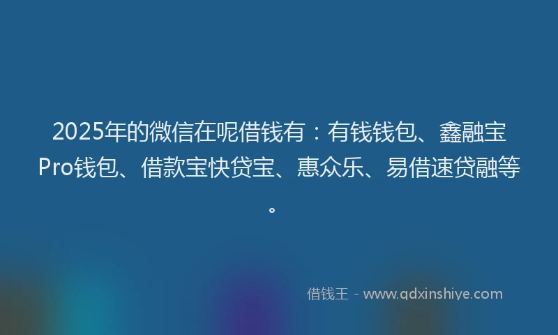 2025年的微信在呢借钱有：有钱钱包、鑫融宝Pro钱包、借款宝快贷宝、惠众乐、易借速贷融等。