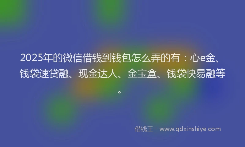 2025年的微信借钱到钱包怎么弄的有：心e金、钱袋速贷融、现金达人、金宝盒、钱袋快易融等。