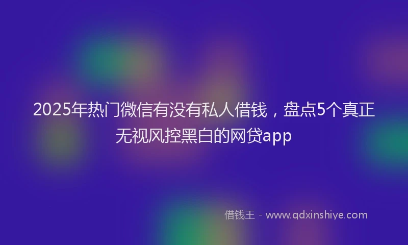 2025年热门微信有没有私人借钱，盘点5个真正无视风控黑白的网贷app