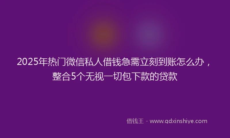 2025年热门微信私人借钱急需立刻到账怎么办，整合5个无视一切包下款的贷款