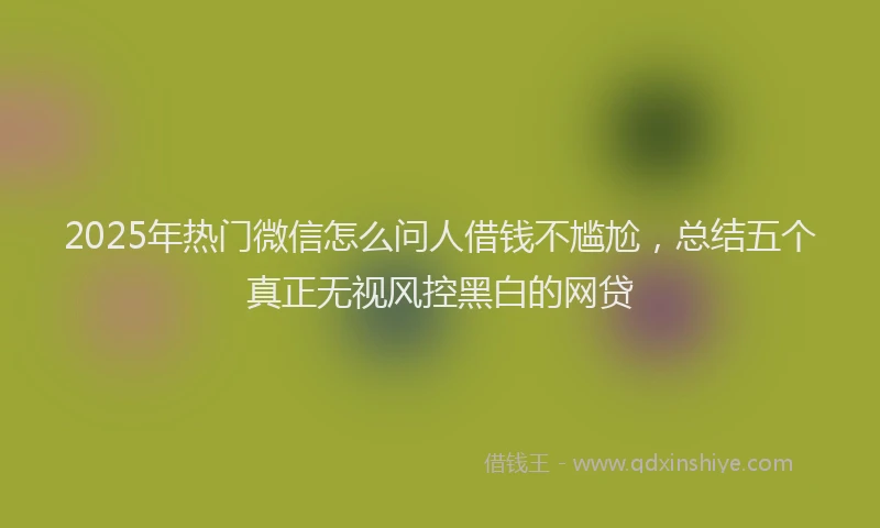 2025年热门微信怎么问人借钱不尴尬，总结五个真正无视风控黑白的网贷