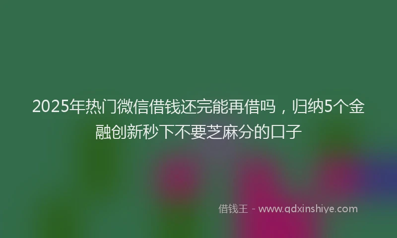 2025年热门微信借钱还完能再借吗，归纳5个金融创新秒下不要芝麻分的口子