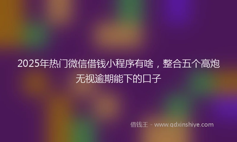 2025年热门微信借钱小程序有啥，整合五个高炮无视逾期能下的口子