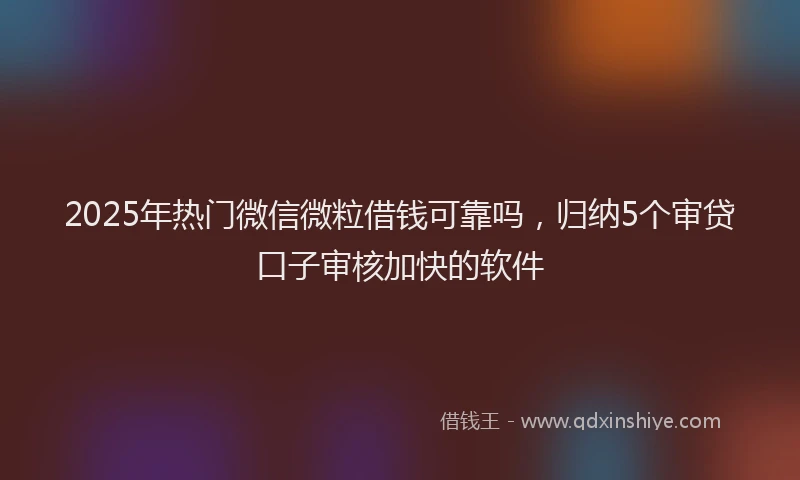 2025年热门微信微粒借钱可靠吗，归纳5个审贷口子审核加快的软件