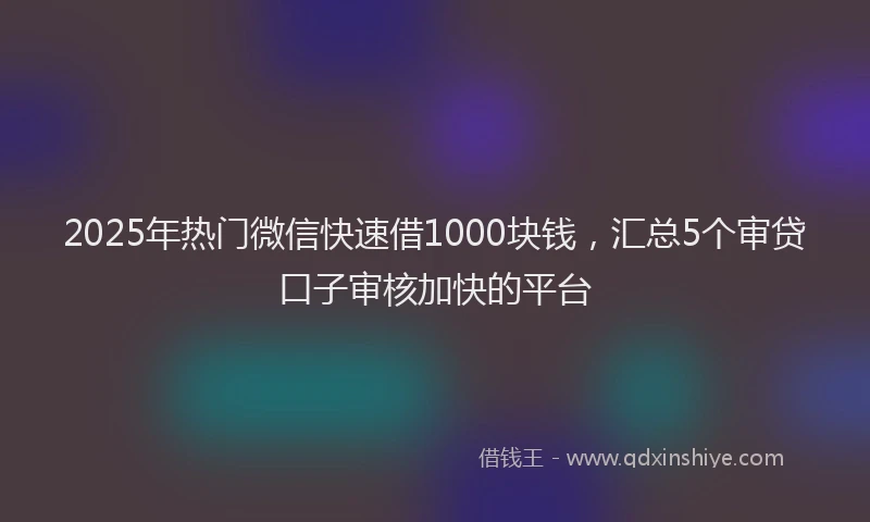 2025年热门微信快速借1000块钱，汇总5个审贷口子审核加快的平台