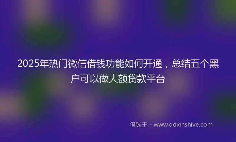 2025年热门微信借钱功能如何开通，总结五个黑户可以做大额贷款平台