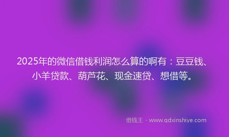 2025年的微信借钱利润怎么算的啊有：豆豆钱、小羊贷款、葫芦花、现金速贷、想借等。