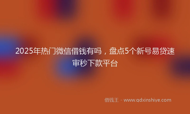 2025年热门微信借钱有吗，盘点5个新号易贷速审秒下款平台