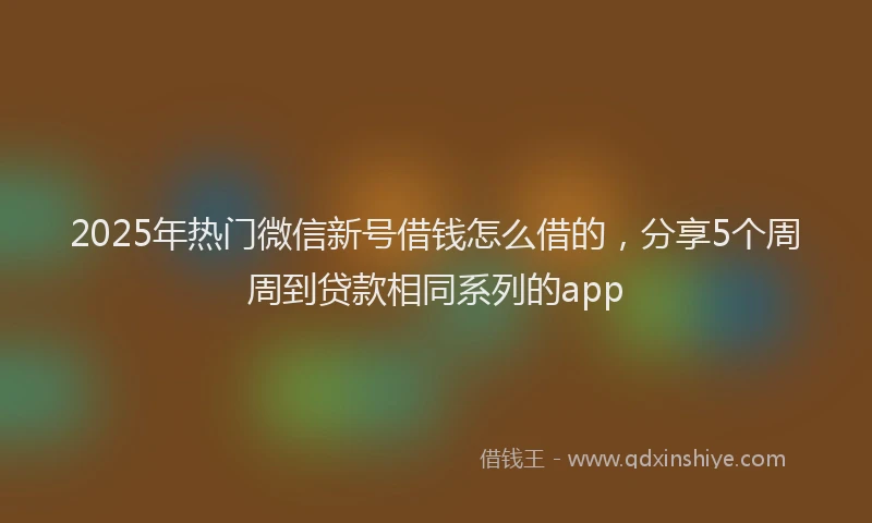 2025年热门微信新号借钱怎么借的，分享5个周周到贷款相同系列的app