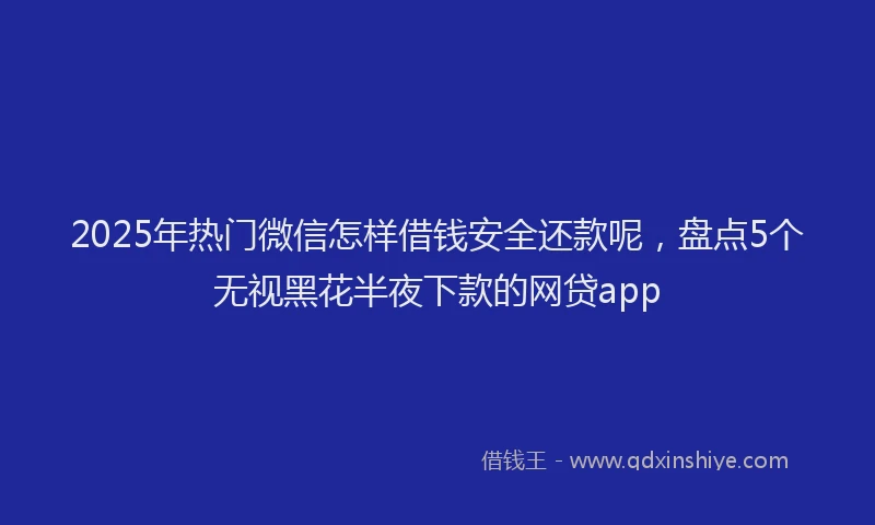 2025年热门微信怎样借钱安全还款呢，盘点5个无视黑花半夜下款的网贷app