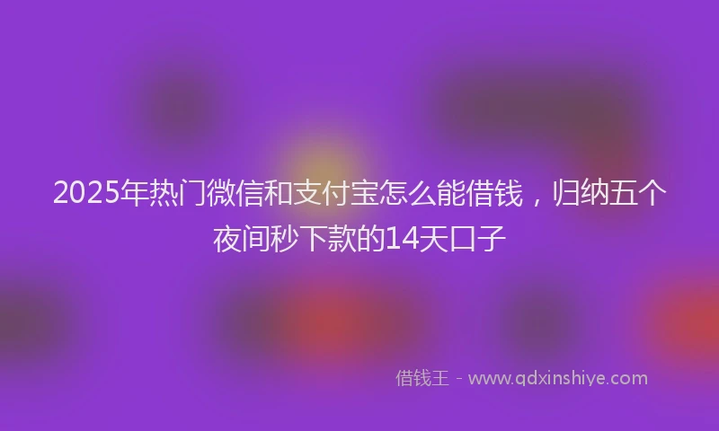 2025年热门微信和支付宝怎么能借钱，归纳五个夜间秒下款的14天口子