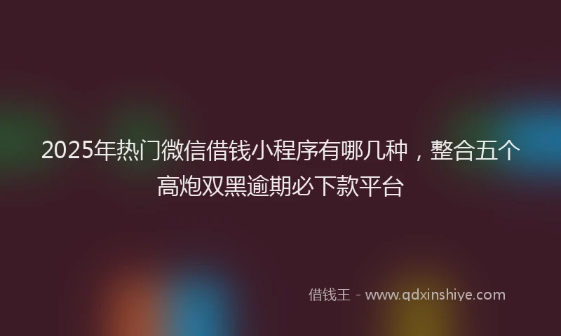 2025年热门微信借钱小程序有哪几种，整合五个高炮双黑逾期必下款平台