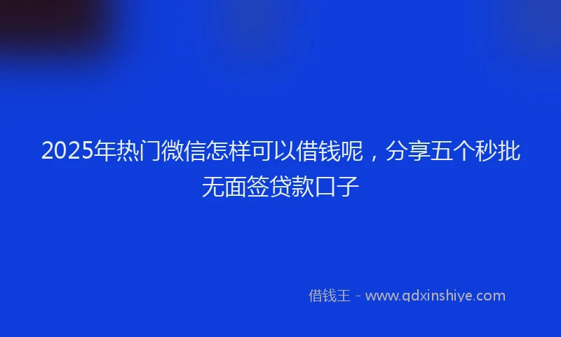 2025年热门微信怎样可以借钱呢，分享五个秒批无面签贷款口子