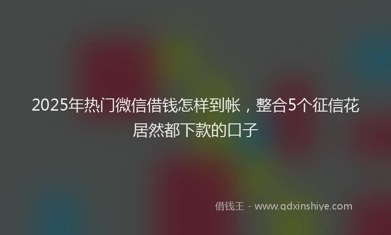 2025年热门微信借钱怎样到帐，整合5个征信花居然都下款的口子