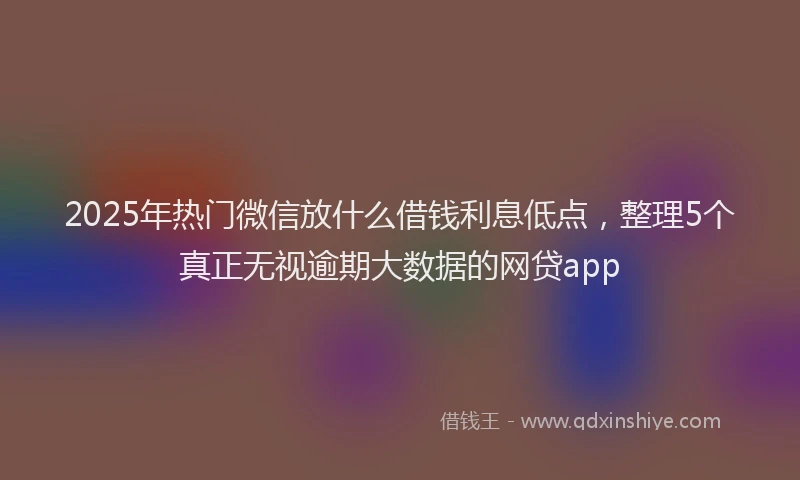 2025年热门微信放什么借钱利息低点，整理5个真正无视逾期大数据的网贷app