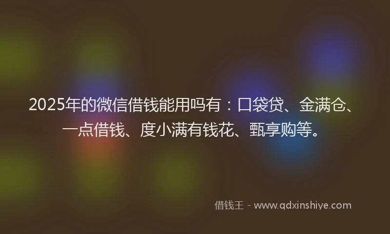 2025年的微信借钱能用吗有：口袋贷、金满仓、一点借钱、度小满有钱花、甄享购等。
