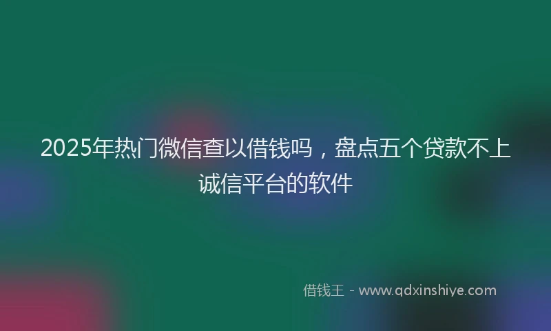 2025年热门微信查以借钱吗，盘点五个贷款不上诚信平台的软件