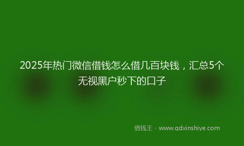 2025年热门微信借钱怎么借几百块钱，汇总5个无视黑户秒下的口子
