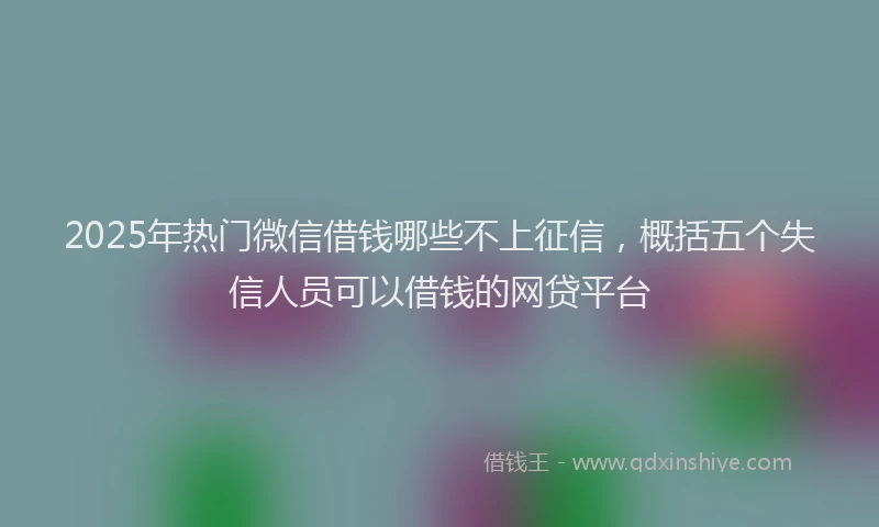 2025年热门微信借钱哪些不上征信，概括五个失信人员可以借钱的网贷平台
