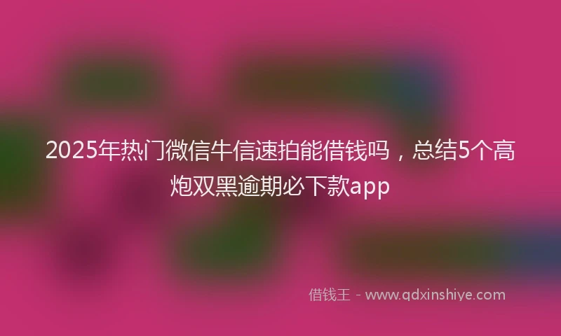2025年热门微信牛信速拍能借钱吗，总结5个高炮双黑逾期必下款app