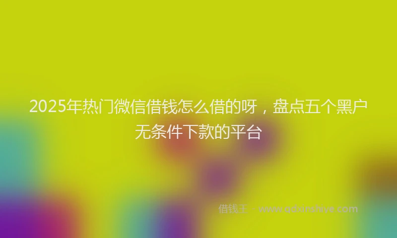 2025年热门微信借钱怎么借的呀，盘点五个黑户无条件下款的平台