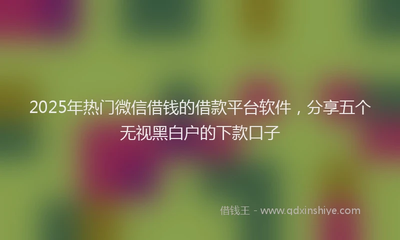 2025年热门微信借钱的借款平台软件，分享五个无视黑白户的下款口子