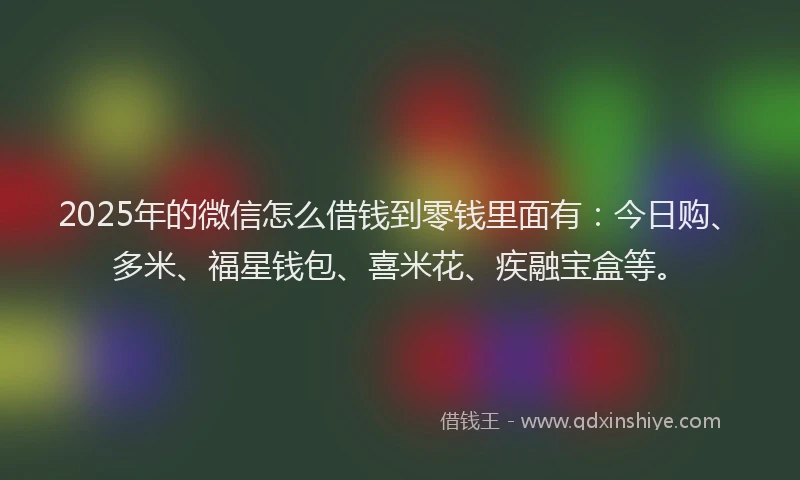 2025年的微信怎么借钱到零钱里面有：今日购、多米、福星钱包、喜米花、疾融宝盒等。