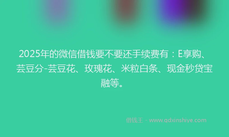 2025年的微信借钱要不要还手续费有：E享购、芸豆分-芸豆花、玫瑰花、米粒白条、现金秒贷宝融等。