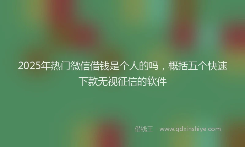 2025年热门微信借钱是个人的吗，概括五个快速下款无视征信的软件