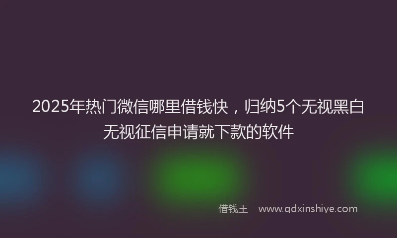 2025年热门微信哪里借钱快，归纳5个无视黑白无视征信申请就下款的软件