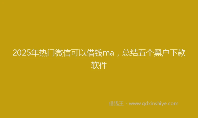 2025年热门微信可以借钱ma，总结五个黑户下款软件