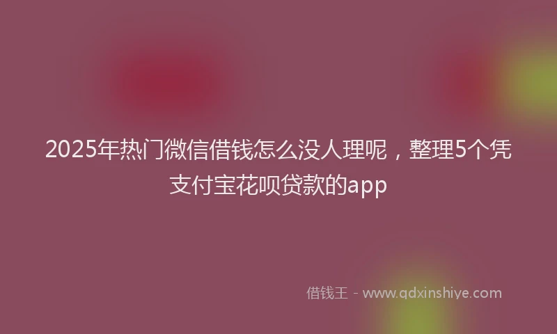 2025年热门微信借钱怎么没人理呢，整理5个凭支付宝花呗贷款的app