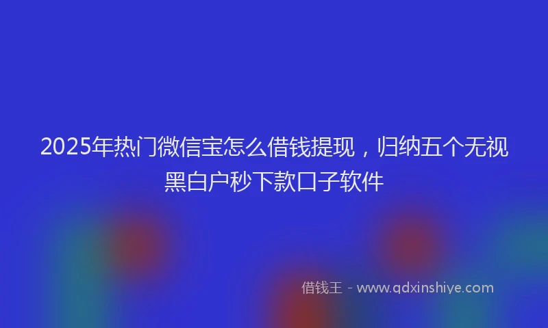 2025年热门微信宝怎么借钱提现，归纳五个无视黑白户秒下款口子软件