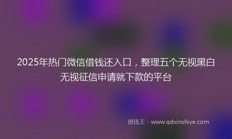 2025年热门微信借钱还入口，整理五个无视黑白无视征信申请就下款的平台
