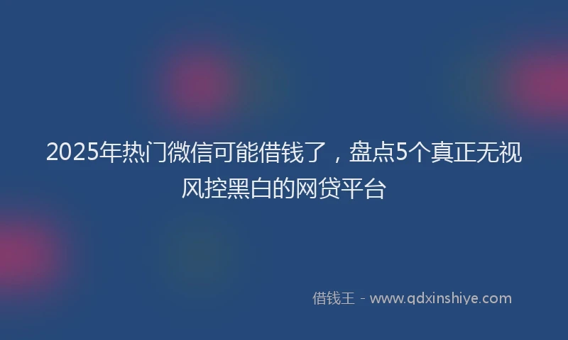 2025年热门微信可能借钱了，盘点5个真正无视风控黑白的网贷平台