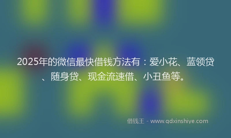 2025年的微信最快借钱方法有：爱小花、蓝领贷、随身贷、现金流速借、小丑鱼等。