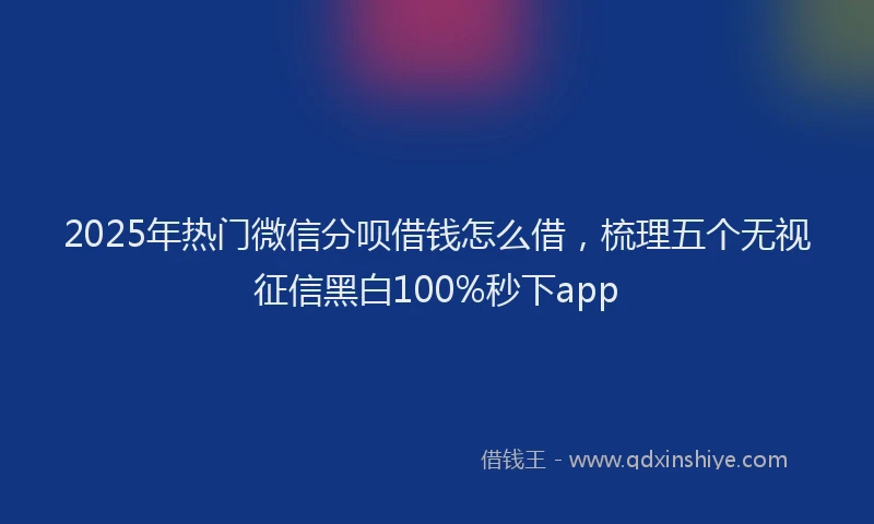 2025年热门微信分呗借钱怎么借，梳理五个无视征信黑白100%秒下app