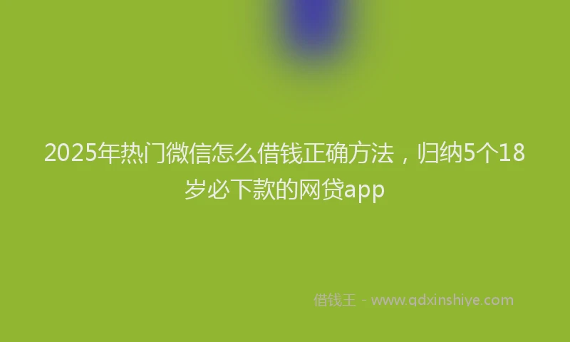 2025年热门微信怎么借钱正确方法，归纳5个18岁必下款的网贷app