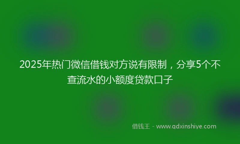 2025年热门微信借钱对方说有限制，分享5个不查流水的小额度贷款口子