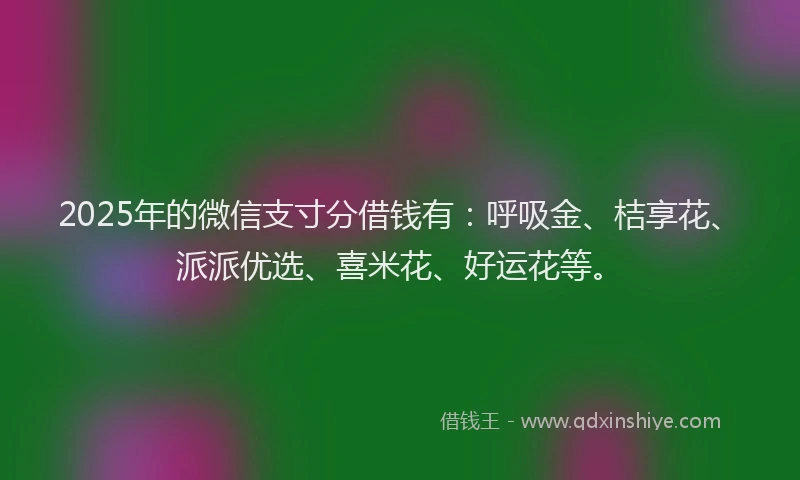2025年的微信支寸分借钱有：呼吸金、桔享花、派派优选、喜米花、好运花等。
